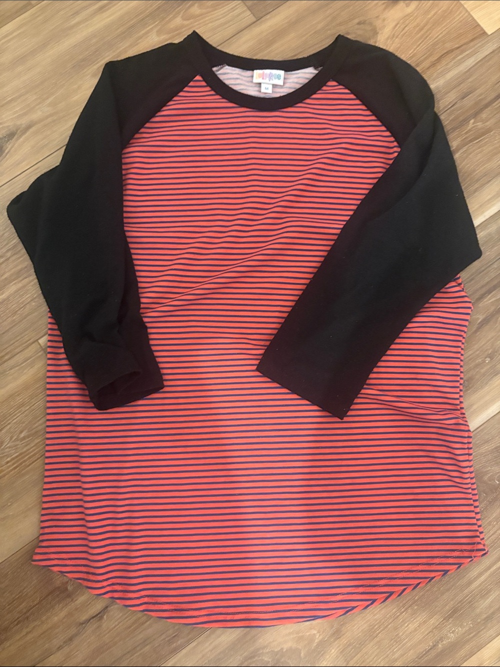 Woman’s Black & Red Striped Raglan Top
